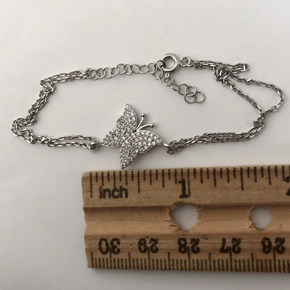 925 Silver bracelet butterfly cubic zirconia stones - Picture 3 of 3